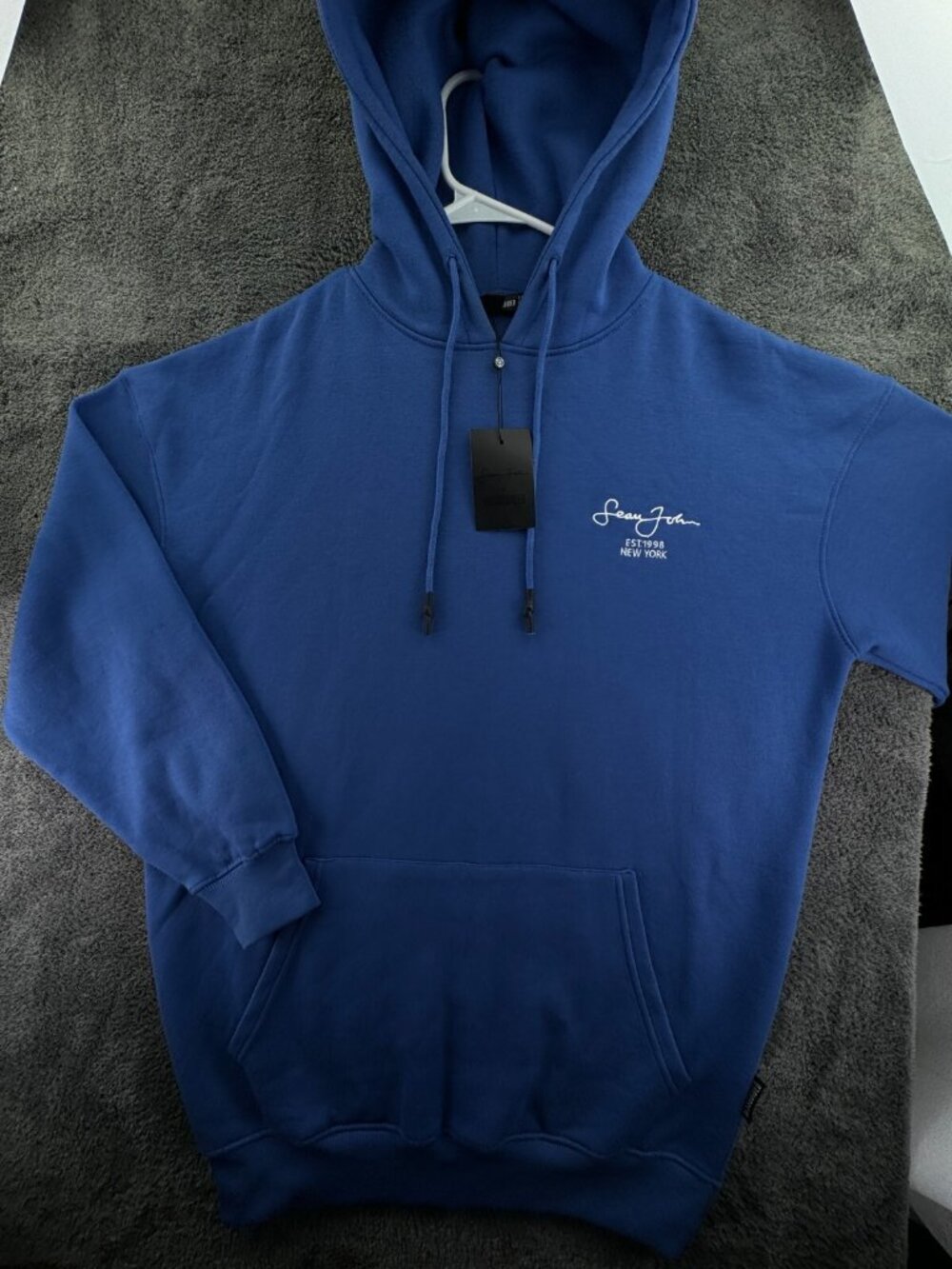NWT Sean John Misguided Blue Pullover Fleece Hoodie Size 6 Tall Baggy Women